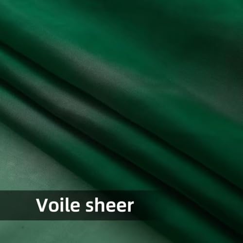Solid Sheer Rod Pocket Curtain Voile Draperies 4 Panels White Beige Black Grey Ivory 52 Inch Width 108 Inch Long 1 Pair for Kitchen Bedroom Children Living Room Yard (Foliage Green / 52"W x 108"L (Pack of 4))