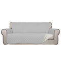 Reversible Quilted Sofa Cover (Large / Light Gray/Ivory)