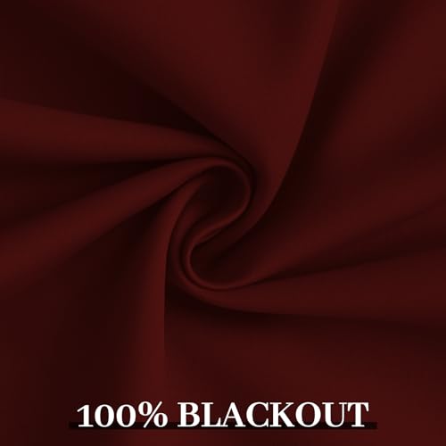 100% Blackout Curtains 52x72 inch Burgundy Red Window Drape (Burgundy Red / 52"W x 72"L (Pack of 2))