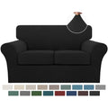 3 Piece Sofa Covers for 2 Cushion Couch Sofa Slipcover Soft Couch Cover for Dogs (Loveseat (2 Cushion) / Black)
