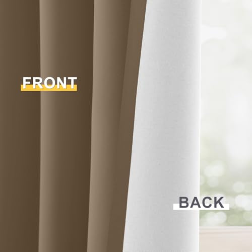 Khaki Blackout Curtains 84 Inches Long for Bedroom 50" Wide 2 Panel (50"W x 84"L (Pack of 2) / Khaki With White Backing)