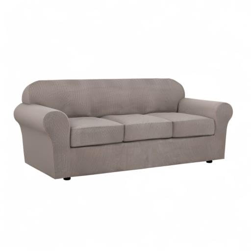 4 Piece Stretch Sofa Covers for 3 Cushion Couch Covers for Living Room Furniture Slipcovers (Large / Taupe)