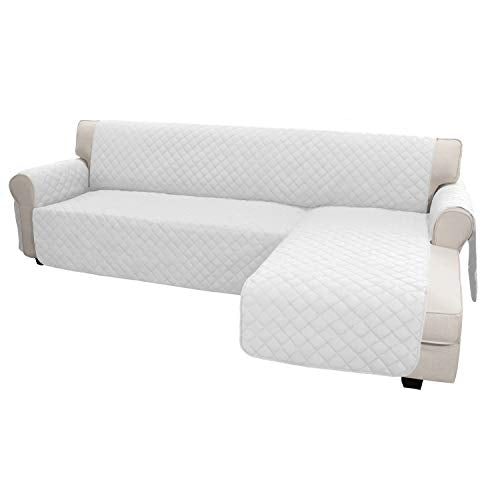 Reversible L Shape Sectional Couch Cover (Large / White/White)