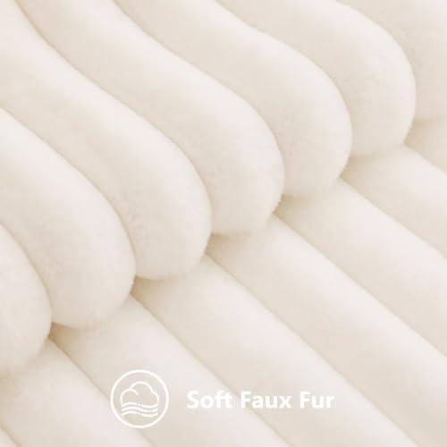 Fall Faux Fur Throw Pillow Covers 20x20 Set of 2 Cream White (Cream White / 20" x 20" (Pack of 2))