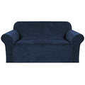 Stretch Velvet Loveseat Covers for 2 Cushion Couch Covers for Living Room Sofa Covers Slipcovers with Non Slip Straps Bottom (Navy / Loveseat)