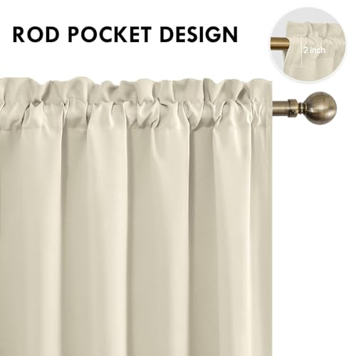 Wide Blackout Curtains for Bedroom 70 x 84 Inch Long Light Beige (Light Beige / 70"W x 84"L (Pack of 2))