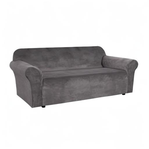 Stretch Velvet Sofa Covers for 3 Cushion Couch Covers Sofa Slipcovers Furniture Protector Soft with Non Slip Elastic Bottom (Charcoal Gray / Sofa)