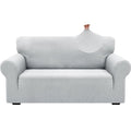 1 Piece Jacquard Couch Covers for 2 Cushion Couch High Stretch Loveseat Slipcover for Pets Dogs Anti Slip Love Seat Sofa Slipcover Furniture Protector (Medium (55"-69") / New Pattern Silver Grey)