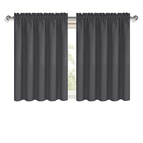 Short Blackout Curtains 60 x 36 Inch for Kitchen RV Bunk Dark Grey (Dark Grey / 60"W x 36"L (Pack of 2))