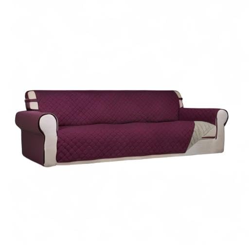 Reversible Quilted Couch Covers for Dogs Sofa Cover 4 Seater 88" (XX-Large / Wine/Beige)