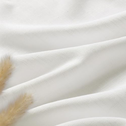Off White Curtains 95 Inches Long 2 Panels Back Tab Sheer Linen Curtain Modern Farmhouse Coastal Decor White Cotton Textured Gauze Curtains 95 inch Length for Patio Sliding Door Office Bedroom (52"W x 95"L (Pack of 2) / Off White)