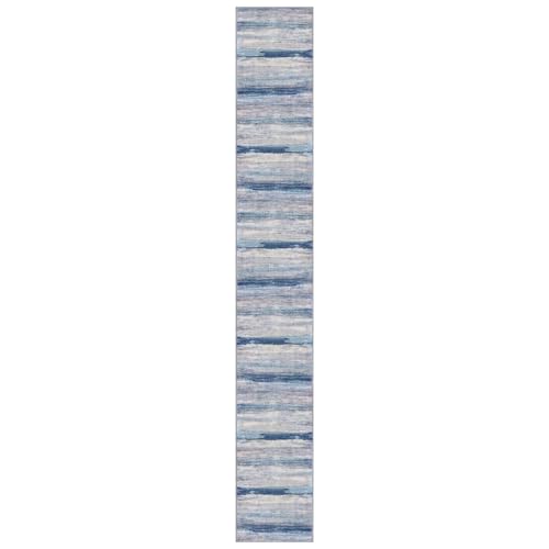 Modern Abstract Washable Long Rug Runner 2.6x18 Hallway Rug Runner Non (Blue/Grey/Beige / 2'8" x 18' (Runner))