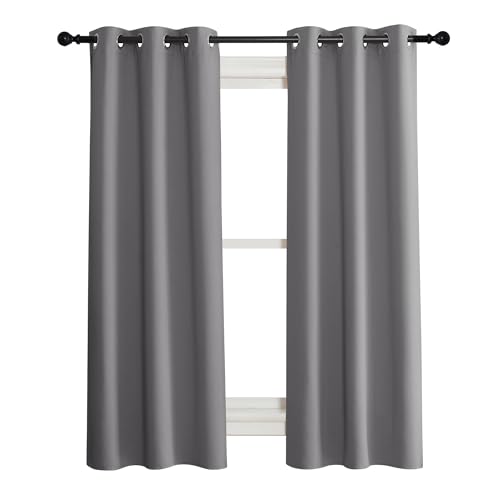Grey Blackout Curtains for Bedroom 37" Wide x 50" Long 2 Panels (Grey / 37"W x 50"L (Pack of 2))