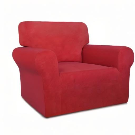 Super Stretch Chair Covers Fleece Couch Covers for Sofa Red (Small Chair / Red)