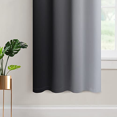 Ombre Curtains Black and Greyish White for Living Room (52"W x 63"L (Pack of 2) / Black)