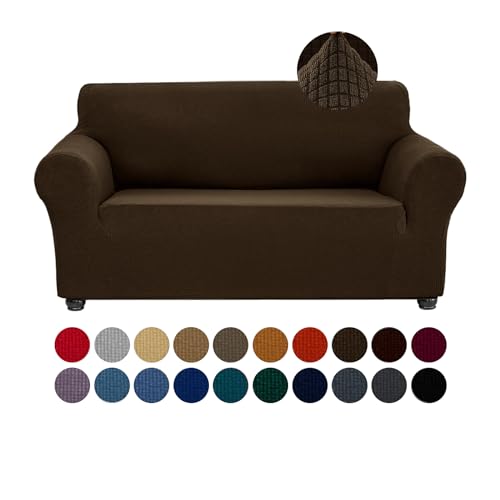 Stretch Loveseat Couch Cover Slipcover (Seal Brown / Medium（55"-78"))