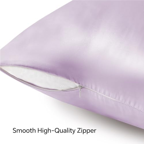 Zipper Satin Pillowcases (Lavender / Standard (20" x 26")-Zipper)
