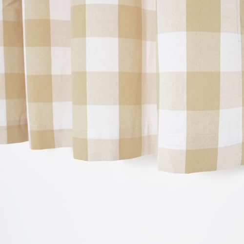 Beige and White Short Christmas Curtains For Windows Treatment Buffalo Check Plaid Valances Gingham 2 Pack Tiers Rod Pocket Decor Curtains Over Sink For Kitchen (34"W x 16"L (Pack of 2) / Beige and White)