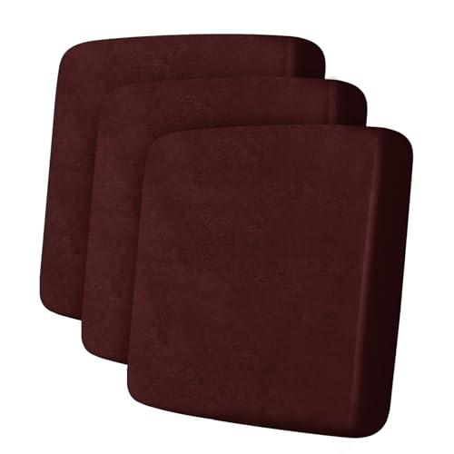 Leather Look Couch Cushion Covers Sofa Seat Slipcovers Sets Couches Furniture Protector for Sectional Armchair Loveseat Pets Kids Stretch Spandex Fabric (3 Cushion Sofa / 01 Burgundy)