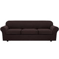 4 Piece Stretch Sofa Covers for 3 Cushion Couch Covers for Living Room Furniture Slipcovers (X-Large / Chocolate)