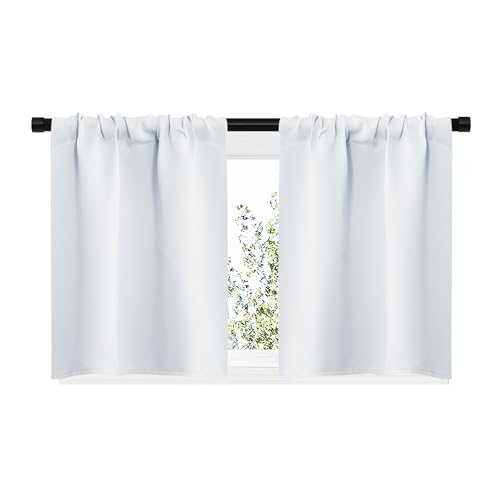 Greyish White Window Curtain Panels (Greyish White / 29"W x 20"L (Pack of 2))