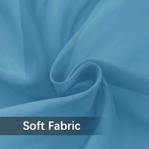 Solid Sheer Rod Pocket Curtain Voile Draperies 2 Panels White Beige Black Grey Ivory 52 Inch Width 72 Inch Long 1 Pair for Kitchen Bedroom Children Living Room Yard (Blue / 52"W x 72"L (Pack of 2))