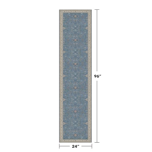 Light Blue 2x8 Long Washable Runner for Hallway (2' x 8' (Runner) / Dusty Blue)