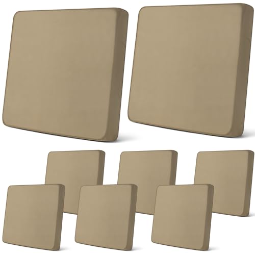 8 Pcs Patio Outdoor Cushion Covers (Khaki Yellow / Modern)