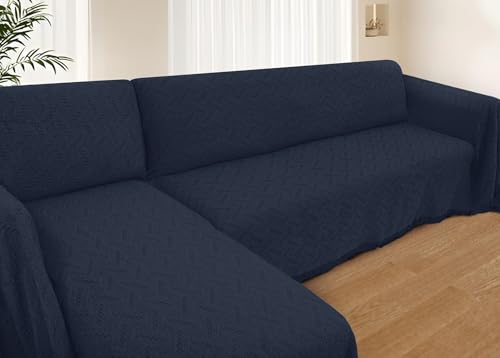 2 Piece Sectional Couch Cover for L Shape Sofa Midnight Blue XL (Midnight Blue / X-Large)