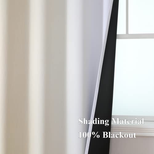 Beige and Greyish White Ombre Blackout Curtains Living Room 102 Inches Long (Beige and Greyish White / 52"W x 102"L (Pack of 2))