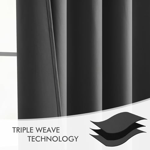 Grey Back Tab Blackout Curtains 52x72 Inches Long 2 Panels Set (Grey / 52"W x 72"L (Pack of 2))
