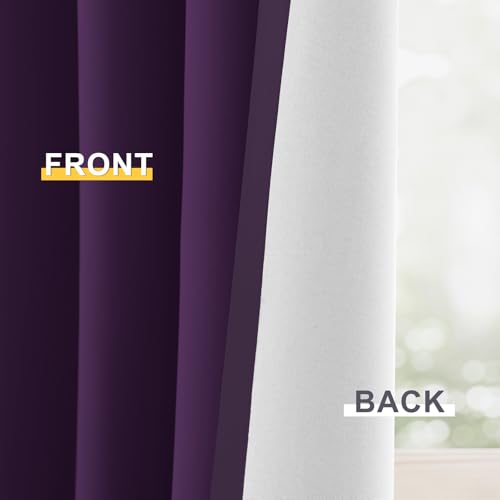 Purple 100% Blackout Curtains 84 Inches Long for Bedroom 40" Wide (40"W x 84"L (Pack of 2) / Purple With White Backing)