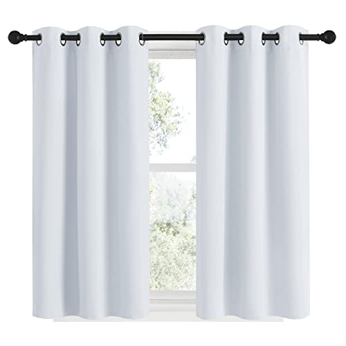 Room Darkening Draperies Curtain Panels 48 inches Long (Greyish White / 34"W x 48"L (Pack of 2))