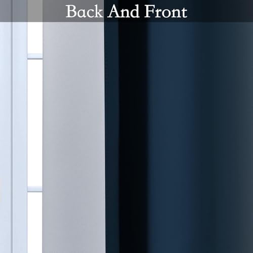 Ombre Navy Blue to Grey White Curtains for Living Room 70Wx63L (70"W x 63"L (Pack of 2) / Navy Blue)