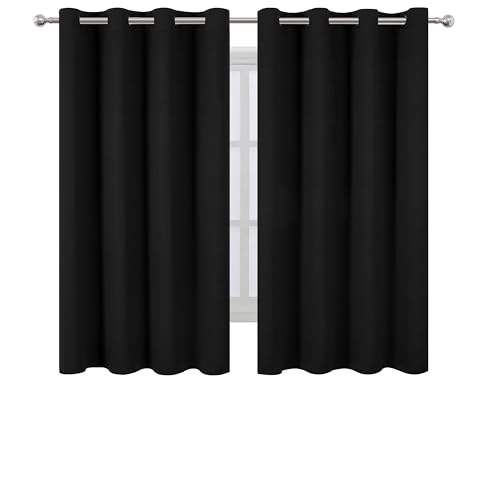 Black Blackout Curtains 66 x 63 Inch Length (Black / 66"W x 63"L (Pack of 2))