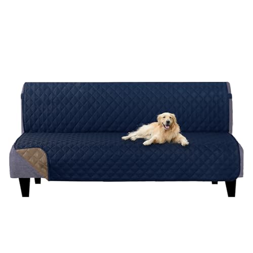 Futon Sofa Covers 68''Armless Couch Cover (Navy/Taupe / 68''futon)