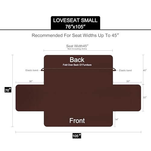 Loveseat Sofa Cover for 2 Cushion Couch (Burgundy/Tan / 45''loveseat-small)