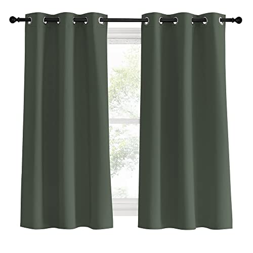 Thermal Insulated Curtains Blackout Draperies (Dark Mallard / 34"W x 60"L (Pack of 2))