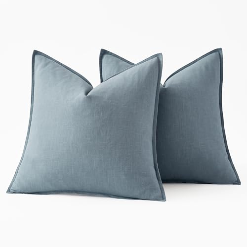 Decorative Linen Euro Sham Pillow Covers 26x26 Blue Grey (Blue Grey / 26" x 26" (Pack of 2))
