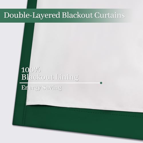 100% Blackout Curtains 52x84 inch Dark Green Window Drapes (Dark Green / 52"W x 84"L (Pack of 2))