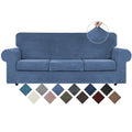 4 Pieces Couch Cover for Sofa Velvet Slipcovers Washable (Large / Light Blue)