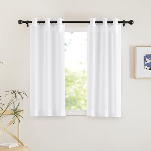 White Sheer Curtains 45 inches Long (White / 30"W x 45"L (Pack of 2))
