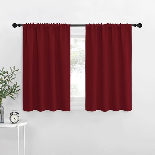 36 inch Curtains for Small Windows (Burgundy Red / 34"W x 36"L (Pack of 2))