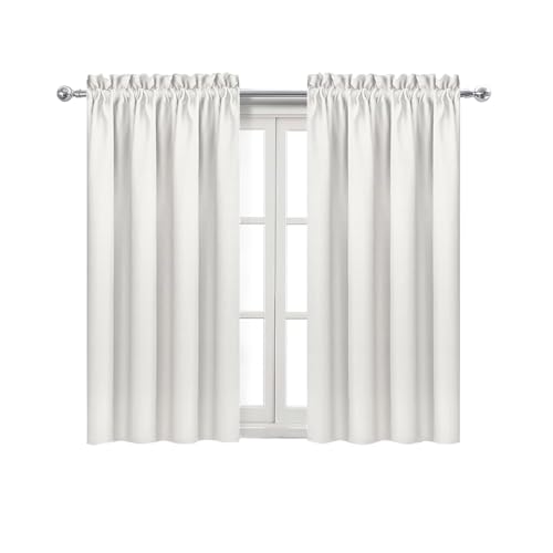 Blackout Curtains for Bedroom Living Room 38 x 45 Inch Long Ivory (Ivory / 38"W x 45"L (Pack of 2))