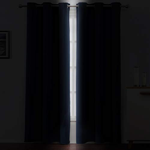 Navy Blue Blackout Curtains 34 x 84 Inch Length (Navy / 34"W x 84"L (Pack of 2))