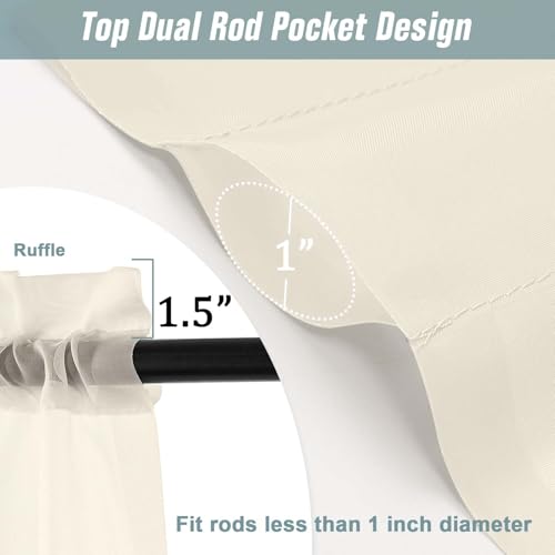 Cream Window Sheer Curtains 54 inch Length (42"W x 54"L (Pack of 2) / Cream)