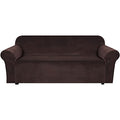Stretch Velvet Sofa Covers Large Couch Covers Sofa Slipcovers Furniture Protector Soft with Non Slip Elastic Bottom (Chocolate / XL Sofa)