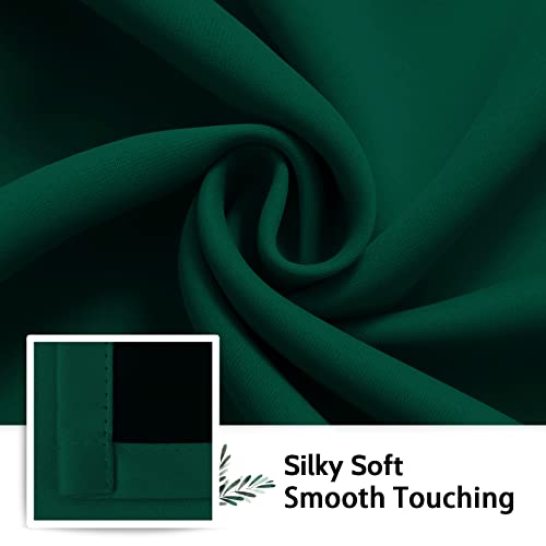 Dark Green 100% Blackout Curtains Room Darkening Living Room 72 (Dark Green / 52"W x 72"L (Pack of 2))