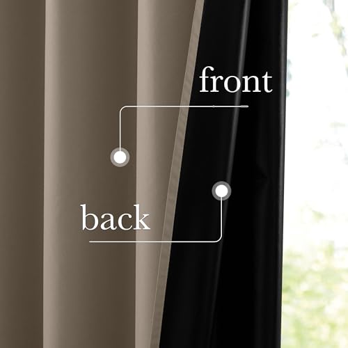 100% Blackout Tan Curtains 96 inch Long (Tan / 52"W x 96"L (Pack of 2))