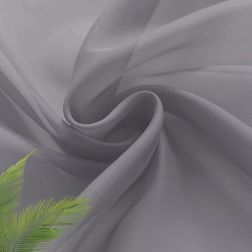 Basic Rod Pocket Sheer Voile Window Curtain Panels Grey 1 Pair 2 Panels 26 Width 24 Inch Long for Kitchen Bedroom Children Living Room Yard (Grey / 26"W x 24"L (Pack of 2))